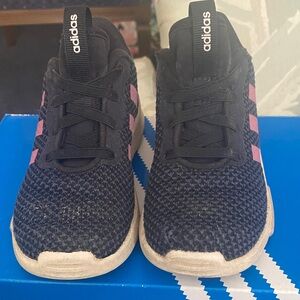adidas Kids Navy Sneakers with Lavendar Stripes